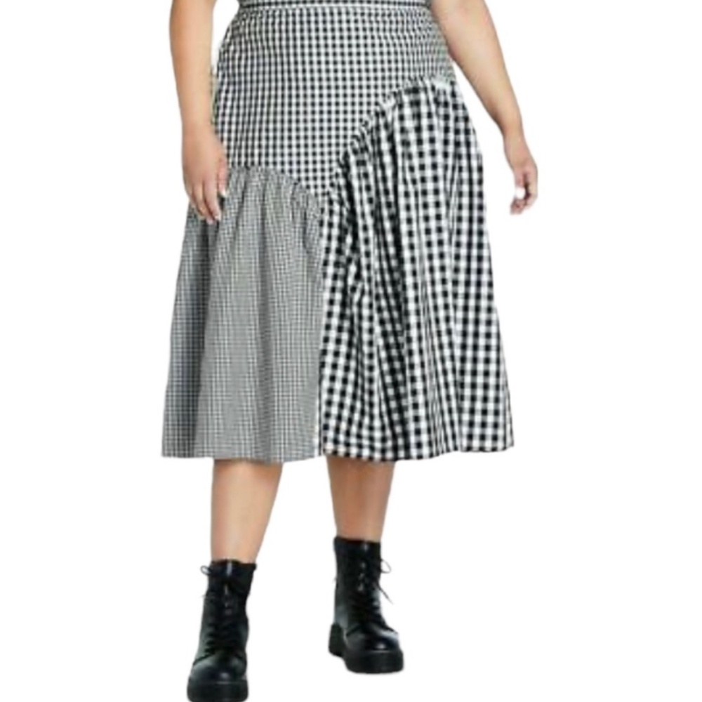 Sandy Liang x Target Gingham Plaid Midi A-Line Skirt Size 16